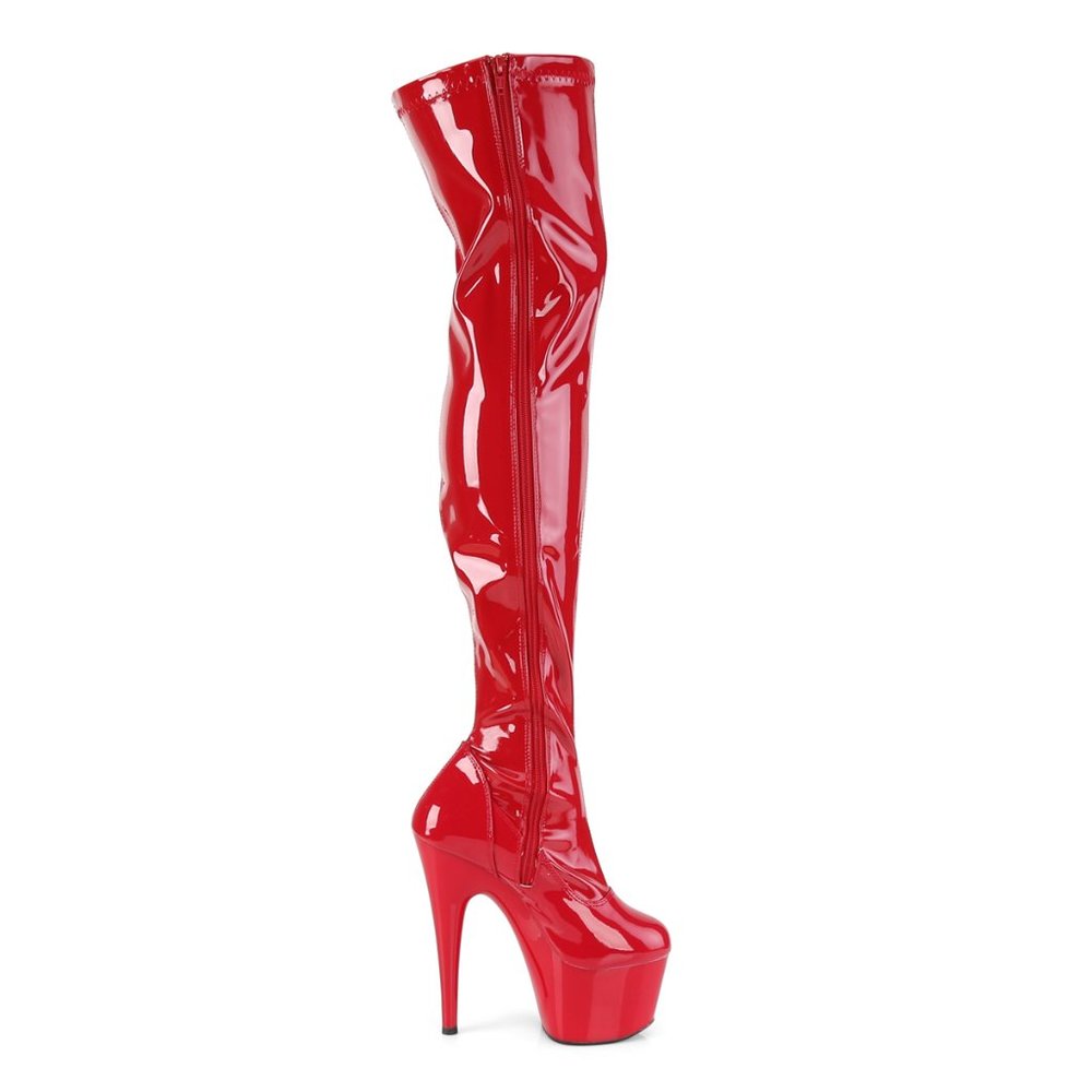 Pleaser Adore 3000 Platform Boots - Patent Red - Picture 3 of 5